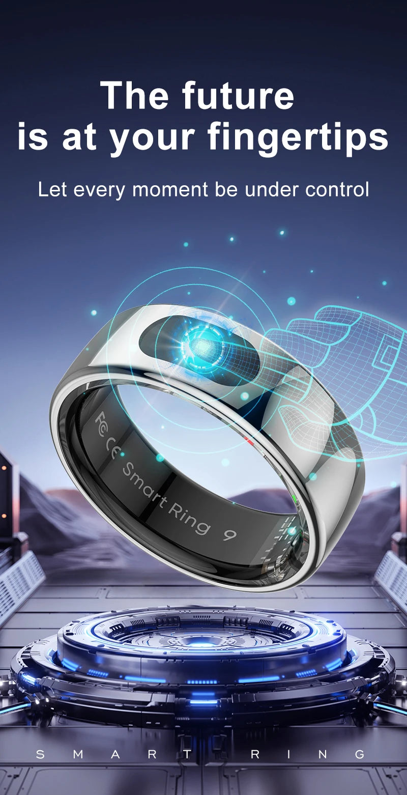 R08 Smart Ring For Men Women Touch Control Function Health Monitor IP68 5ATM Waterproof Skin Temperature Measure Smart Ring New