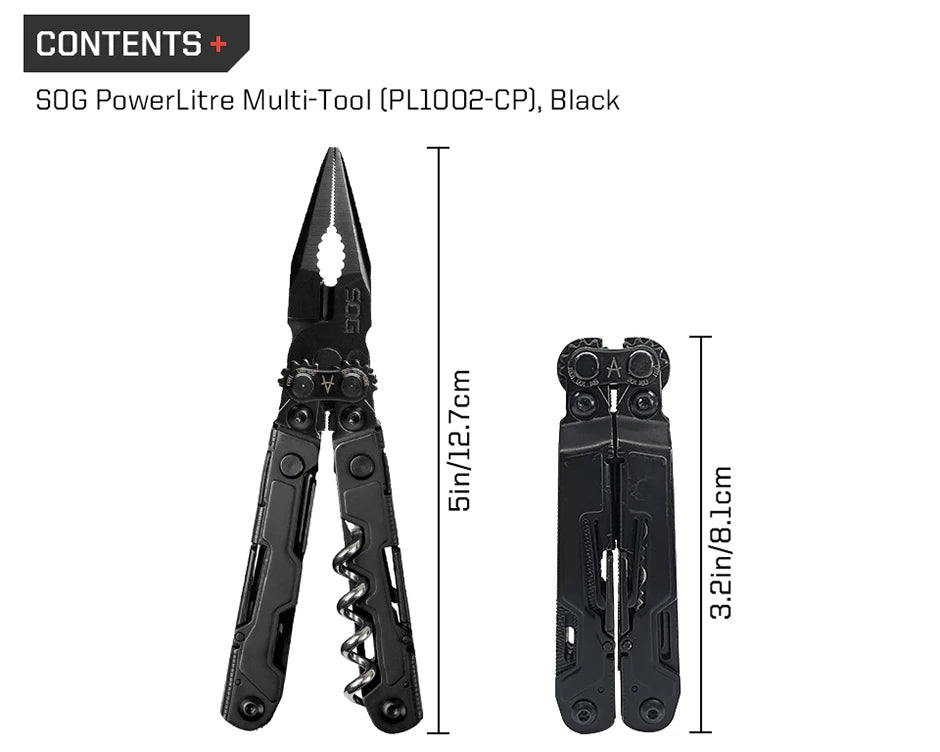 SOG PowerLitre 19 in 1 Multi-Tool Folding Pliers,Toughbuilt EDC Gadgets Multifunctional Hand Tools for Outdoor Survival Camping