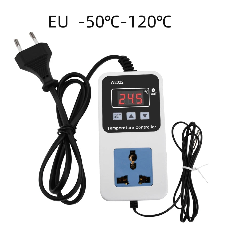 W2022 Temperature Controller 110-220V Thermostat Outlet Heat Mat Greenhouse Temperature Controller with NTC Sensor