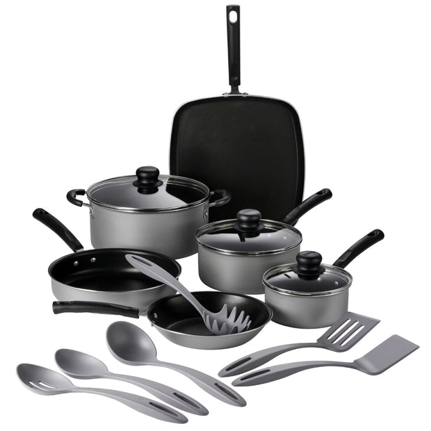 Silver Aluminum Nonstick Kitchen Cookware Set
