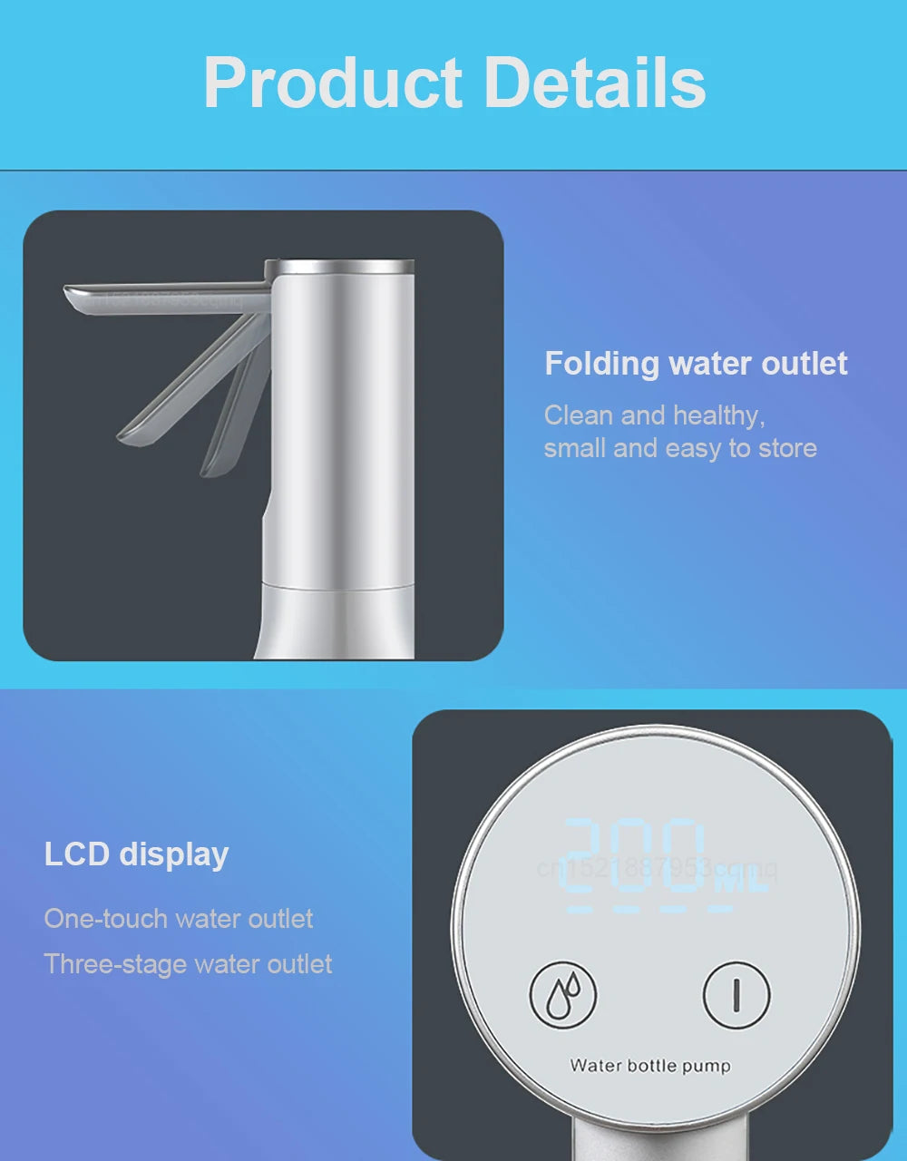 Electric Water Gallon Pump Automatic Smart Water Pump 19 Liters Bottle Foldable Desktop Rechargeable Drinking Water Dispenser