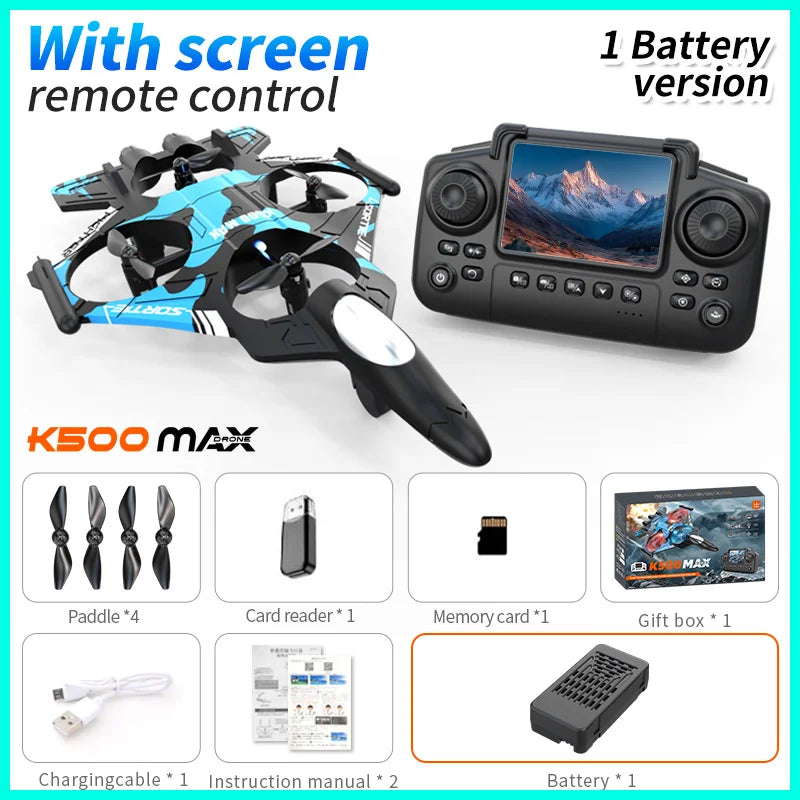 K500MAX RC Drone Fighter HD Professional Camera 360° roll WIFI Fpv Aircraft Quadcopte Aerial Photography  with screen Drone Toys