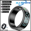 SR08 Smart Ring with Charging Box for Men Women LED Display Screen Gesture Control Health Monitor 5ATM Waterproof Sports Rings
