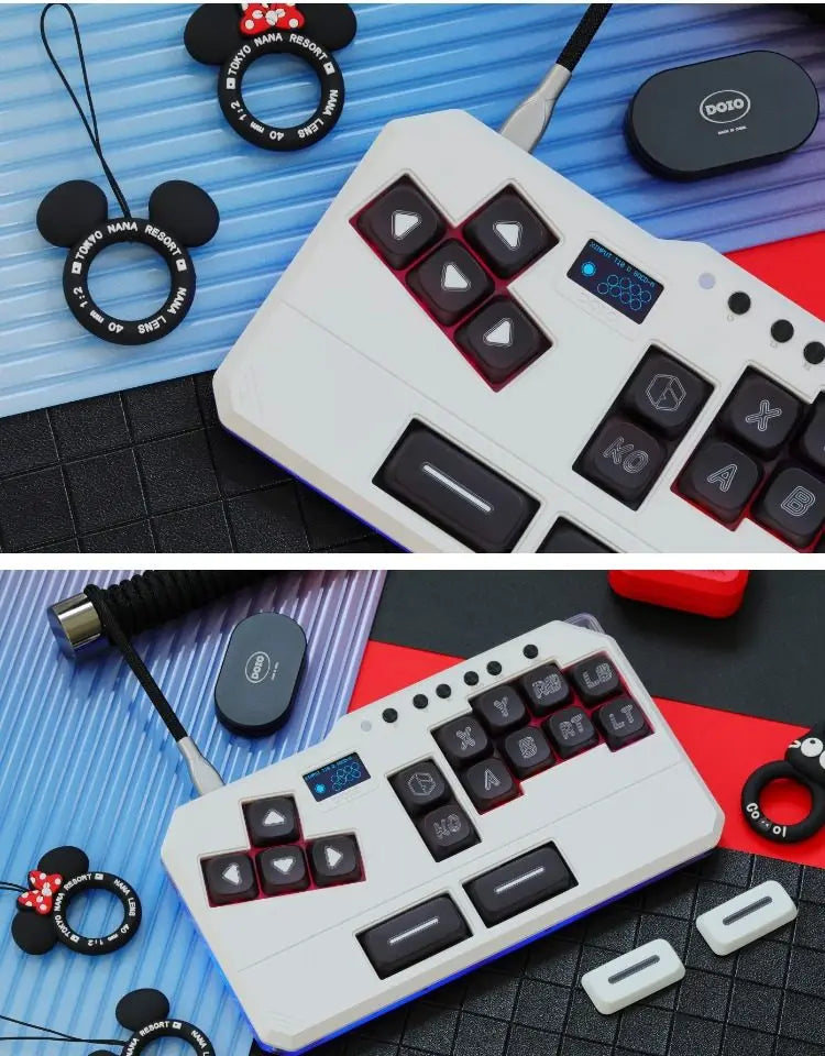 DOIO KBHX-01 SLIM Wired Mini Keyboard Upgradable Wireless Keyboard Aluminum Alloy Game Keyboards PS5 Switch Joystick Custom Gift