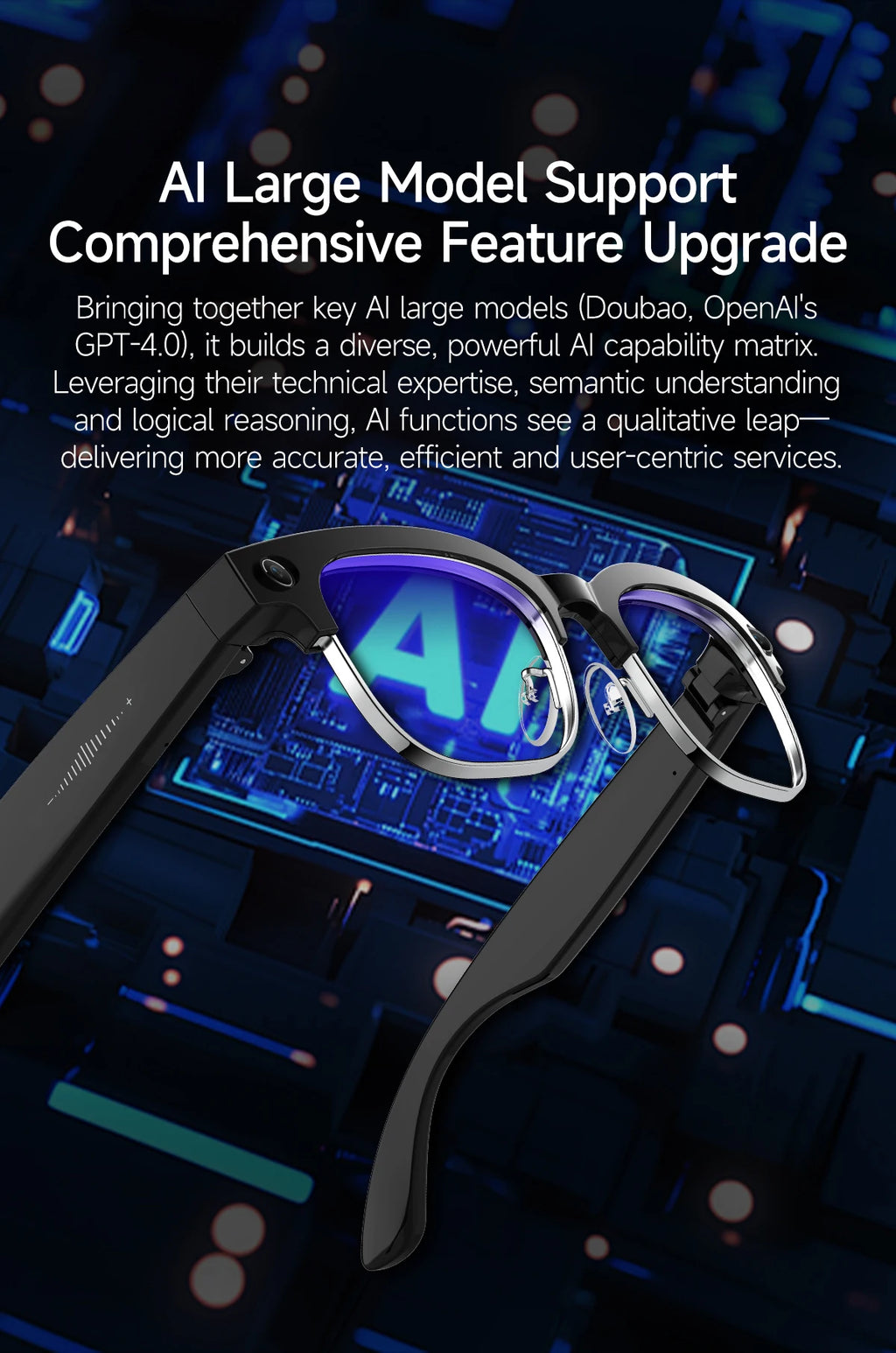 2026 AI Smart Glasses Men with 800W HD Camera Real-time Voice Translation & Call POV Video Recording Smart Eyewear Travel/Vlog