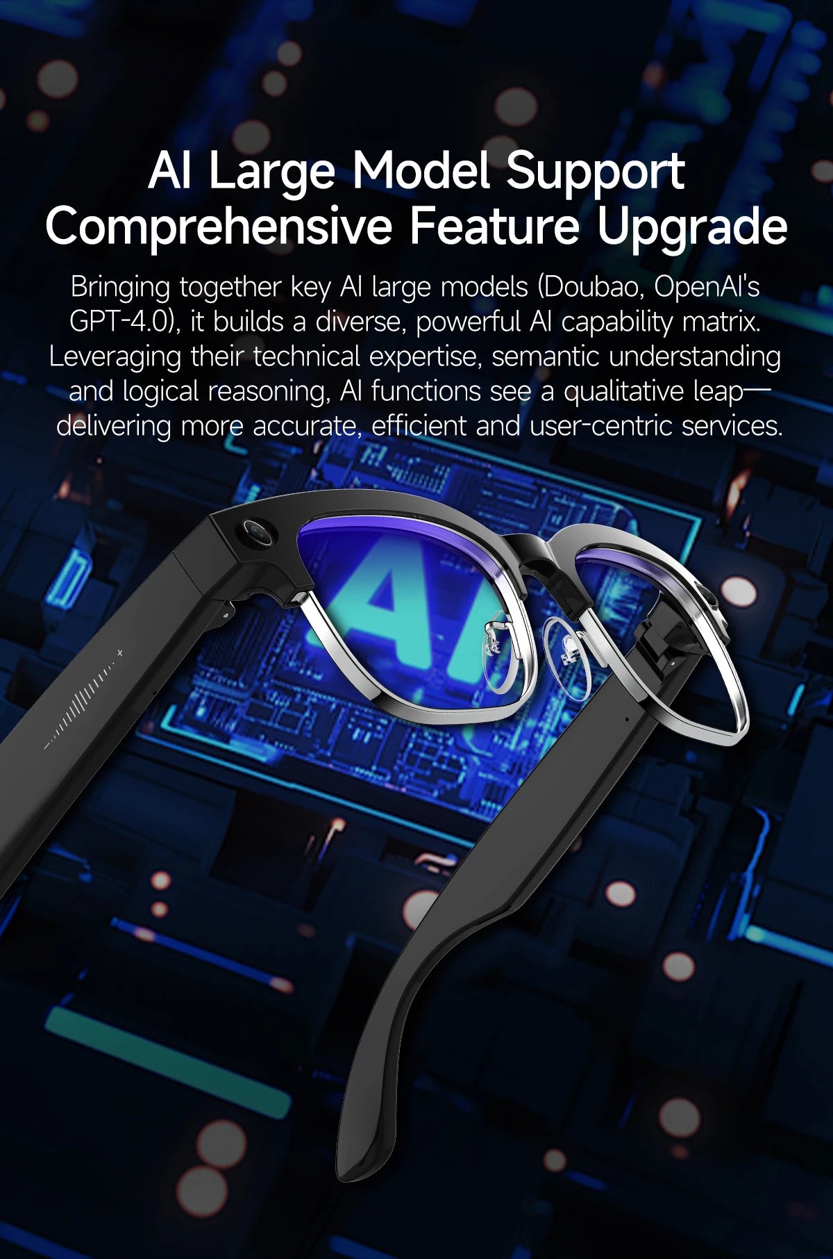 2026 AI Smart Glasses Men with 800W HD Camera Real-time Voice Translation & Call POV Video Recording Smart Eyewear Travel/Vlog