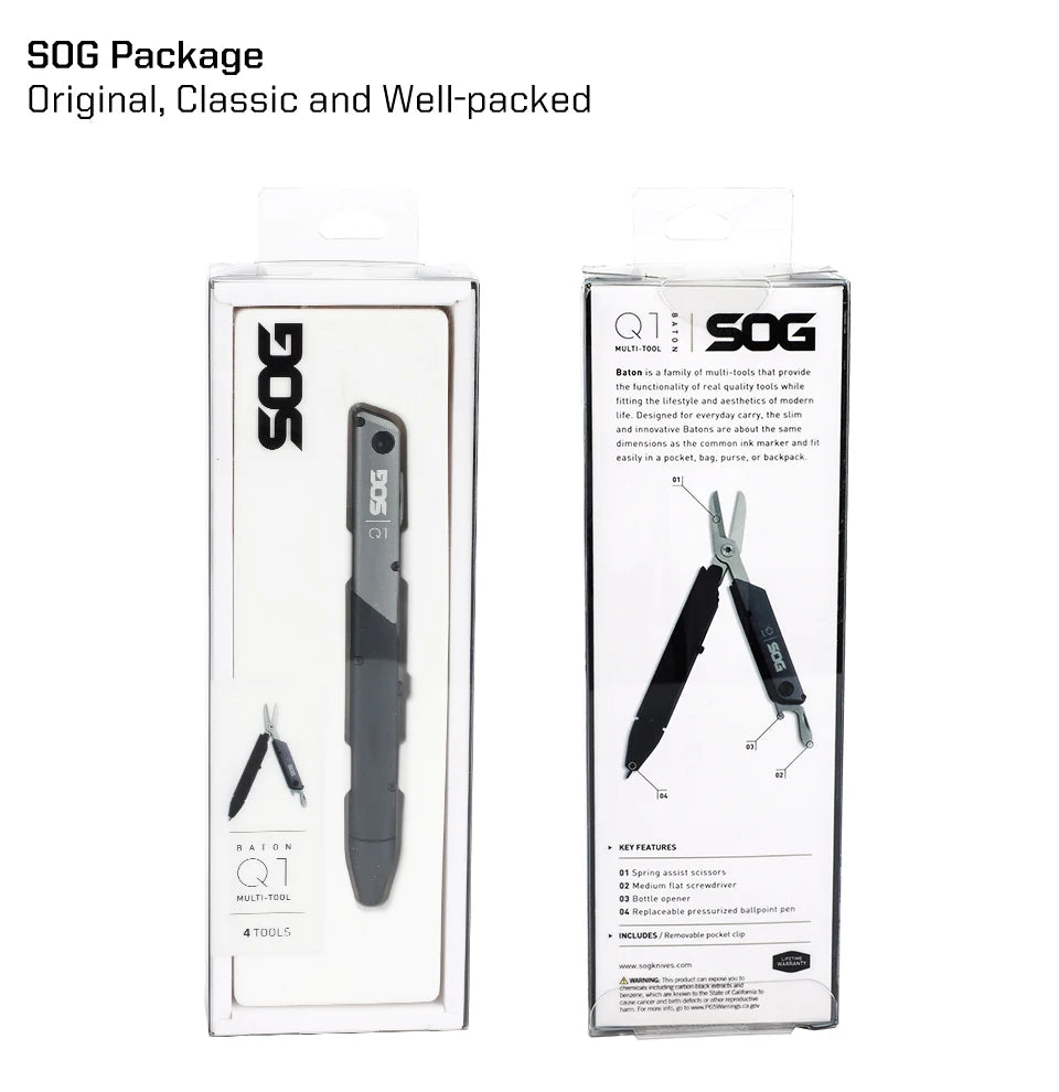 SOG 4 in 1 BATON Q1 Multi-Tool Folding Scissors EDC Tactical Pen Multifunctional Portable Tools Pocket Screwdriver Bottle Opener
