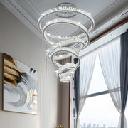 Remote Luxury Modern Ring Crystal Chandelier Lighting