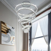Remote Luxury Modern Ring Crystal Chandelier Lighting