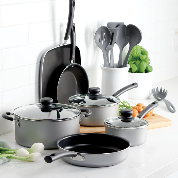 Silver Aluminum Nonstick Kitchen Cookware Set