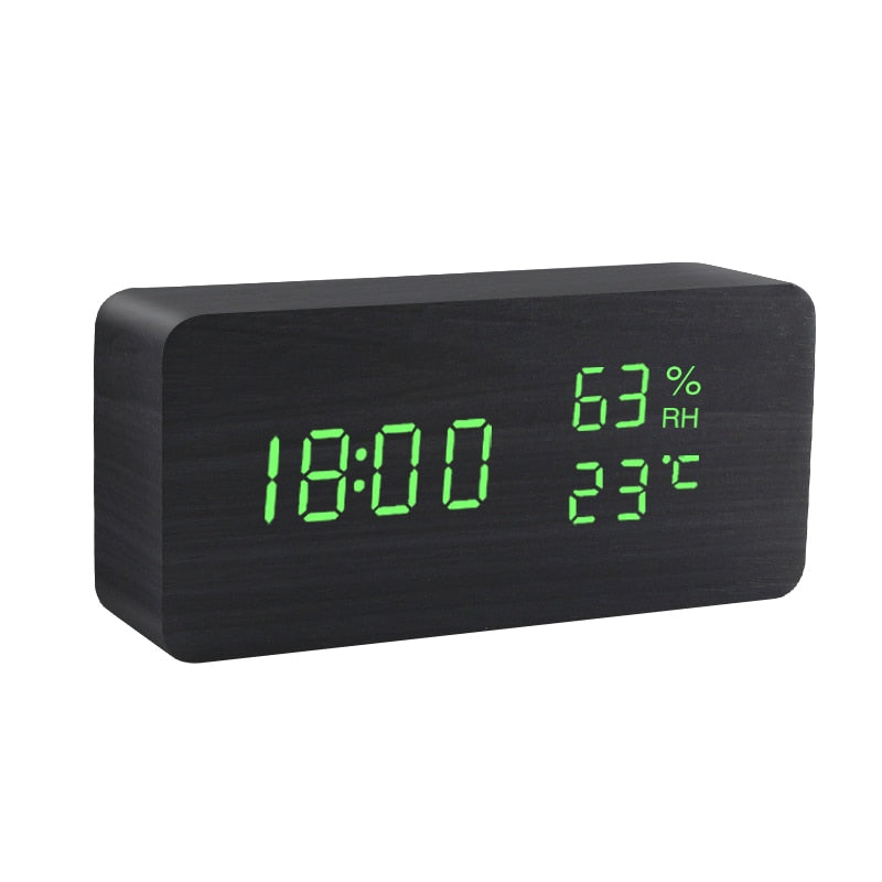 Table Voice Control Digital Wood Alarm Clock