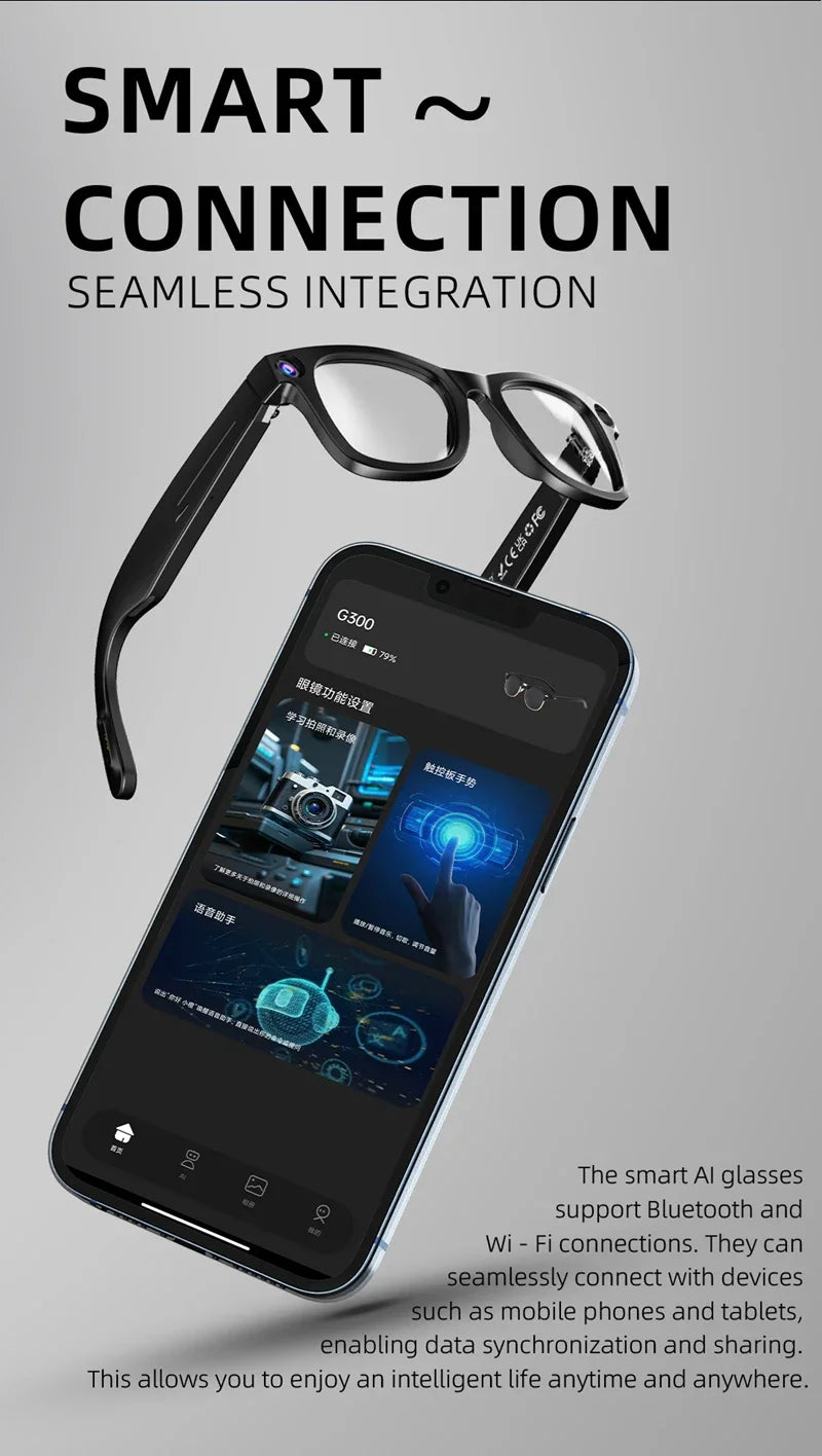 2026 4K Smart AI Glasses 800W pixel AI Shooting Camera HD Photo Video Voice Call Translation Waterproof Bluetooth AI Glasses