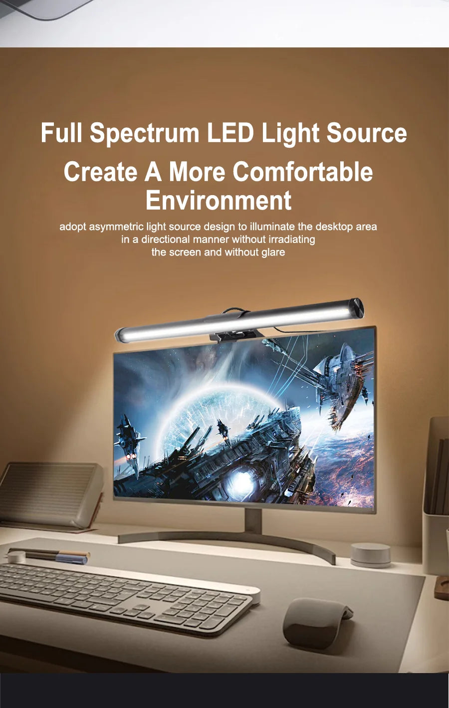 Screen LED Bar Desk Lamp PC Computer Laptop Screen Lamp Hanging Light Bar Table Lamp For LCD Monitor Office Study Reading Light