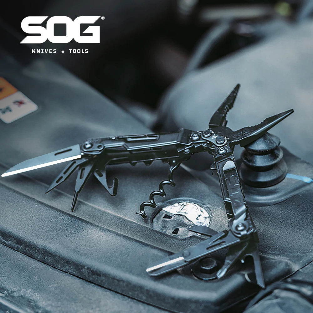 SOG PowerLitre 19 in 1 Multi-Tool Folding Pliers,Toughbuilt EDC Gadgets Multifunctional Hand Tools for Outdoor Survival Camping