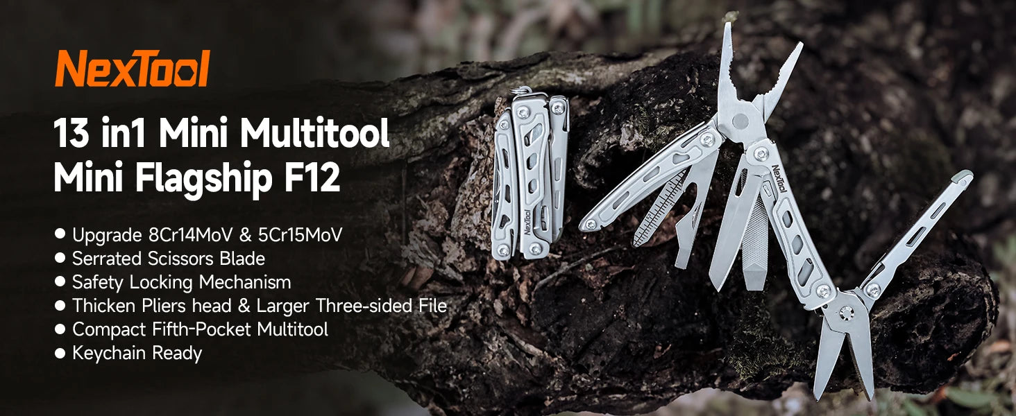 NexTool Keychain Mini Flagship F12 Folding Multi Tool 13 In 1 Screwdriver Pliers File Ruler Bottle Opener Scissors EDC Hand Tool
