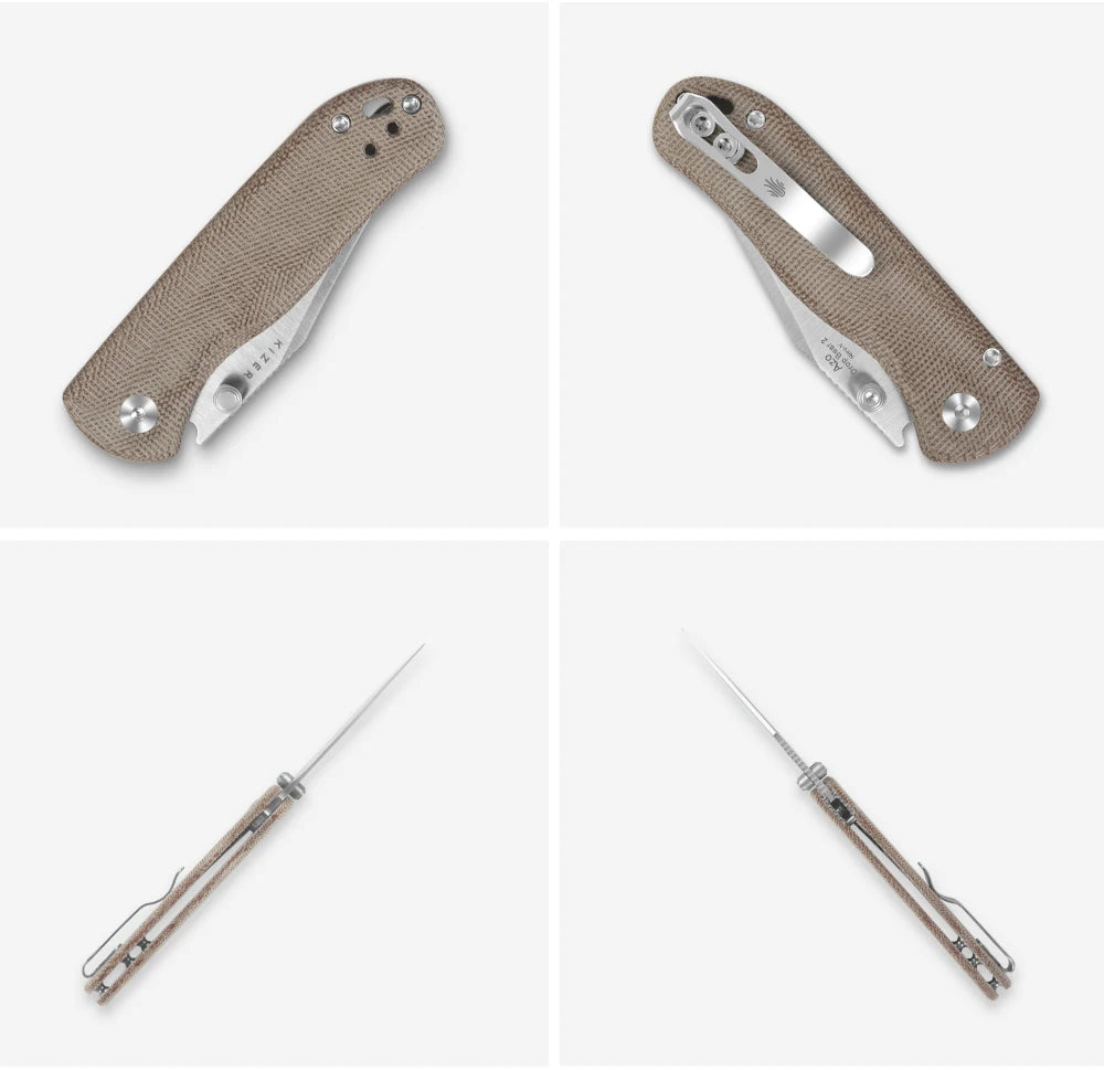 Kizer Pocket Folding Knife Drop Bear 2 V3619.2C Aluminum/Micarta/Richlite Handle With NitroV Blade Outdoor EDC Camping Knives