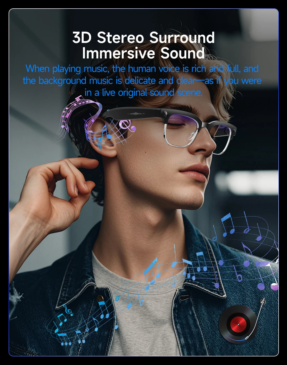 2026 AI Smart Glasses Men with 800W HD Camera Real-time Voice Translation & Call POV Video Recording Smart Eyewear Travel/Vlog