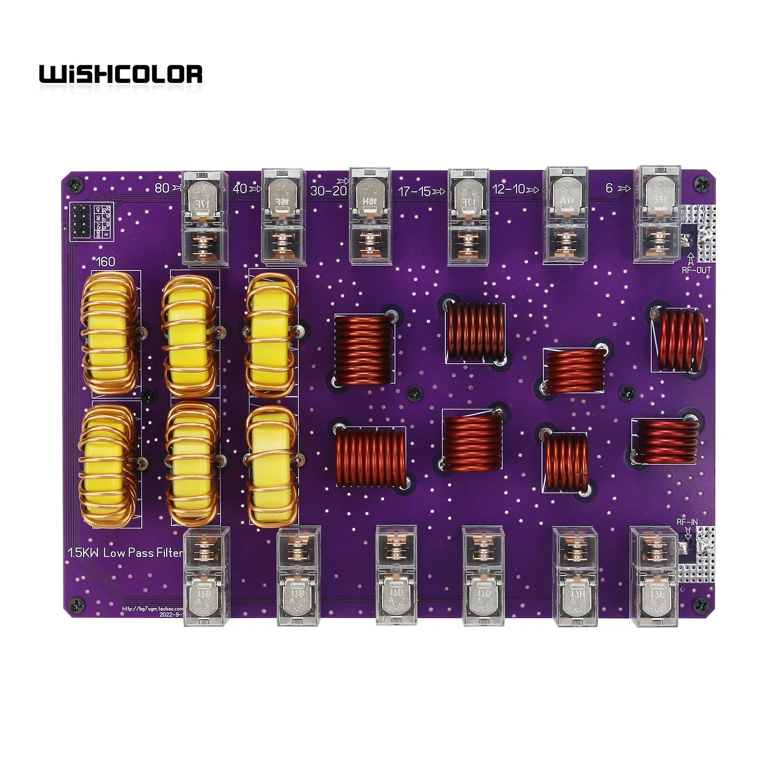 Wishcolor Low Pass Filter Board Shortwave HF 10 Band Low-pass Filter 1500W 50Ω 1.8-54MHZ Support SSB CW FM