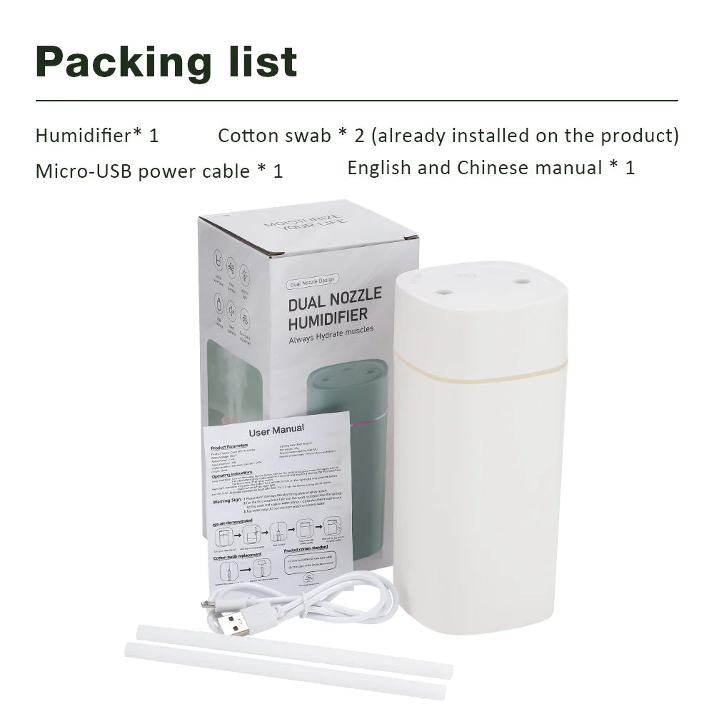 Air Humidifier Cool Mist Aroma Diffuser Portable 600ml Electric Air Humidifier Diffuser USB Humidificador For Home Office