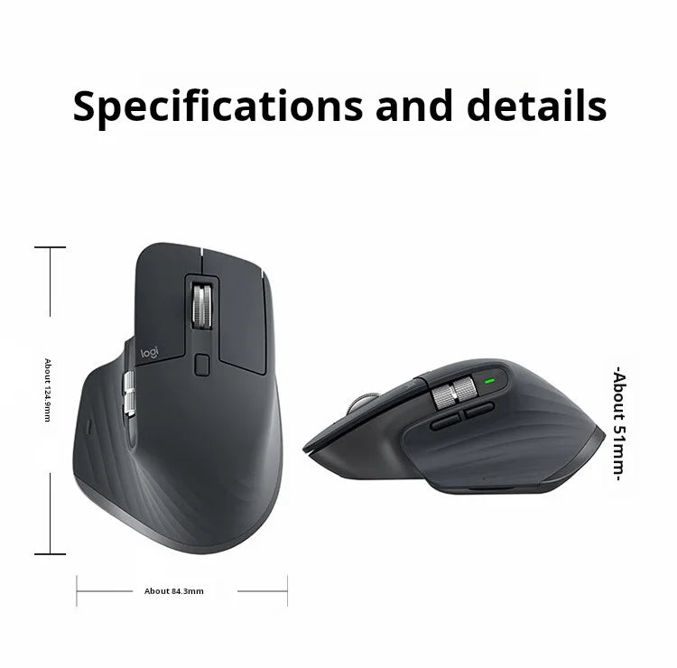 Logitech MX Master 3S Wireless Bluetooth Mouse, Master Series - Ergonomic, Silent, High-End Office Mouse in Graphite