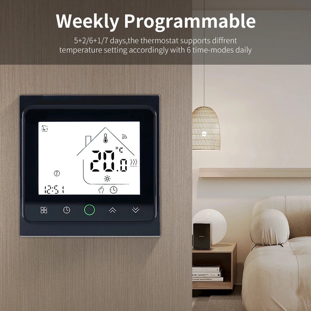 Smart WiFi Thermostat AC230V 3A 16A APP/Voice Control for Floor Heating with Digital LCD Display and Wall Mounted Installation