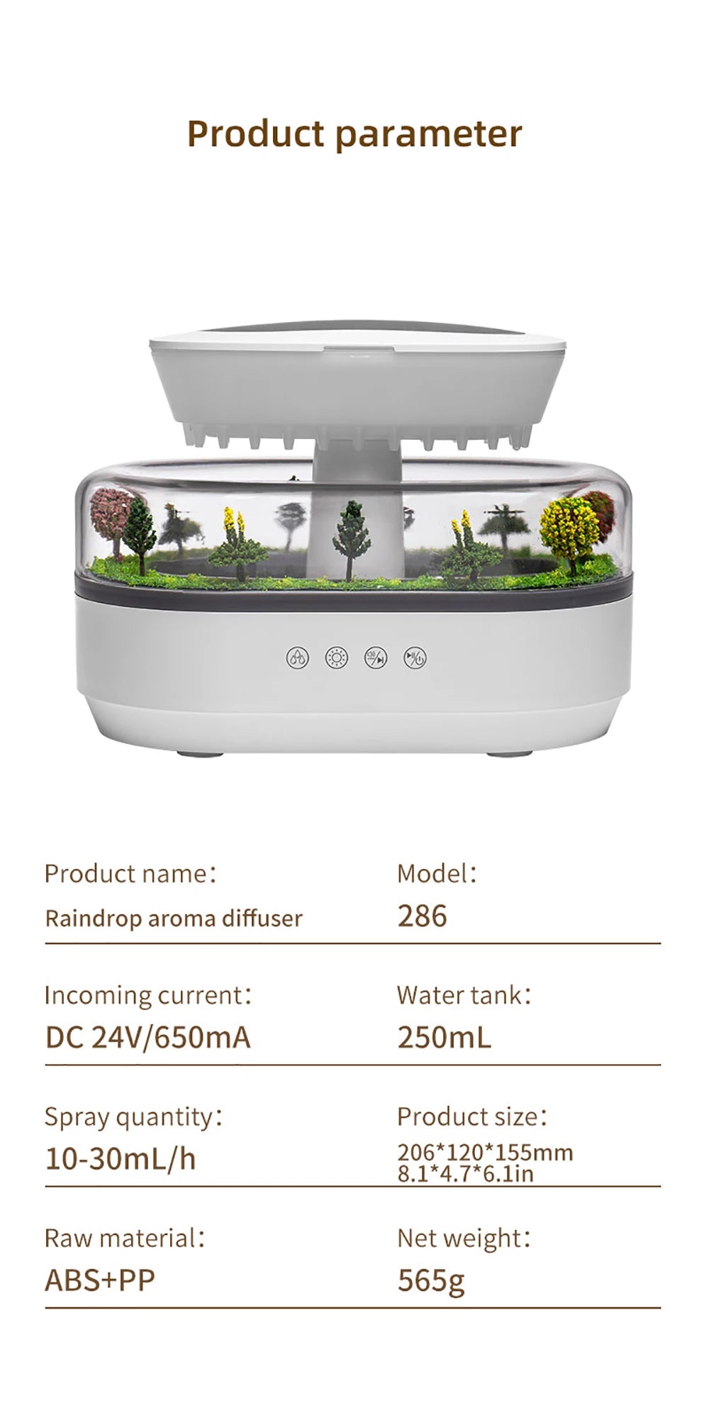 Aromatherapy humidifier raindrop air humidifier color light white noise essential oil diffuser household ultrasonic aromatherapy