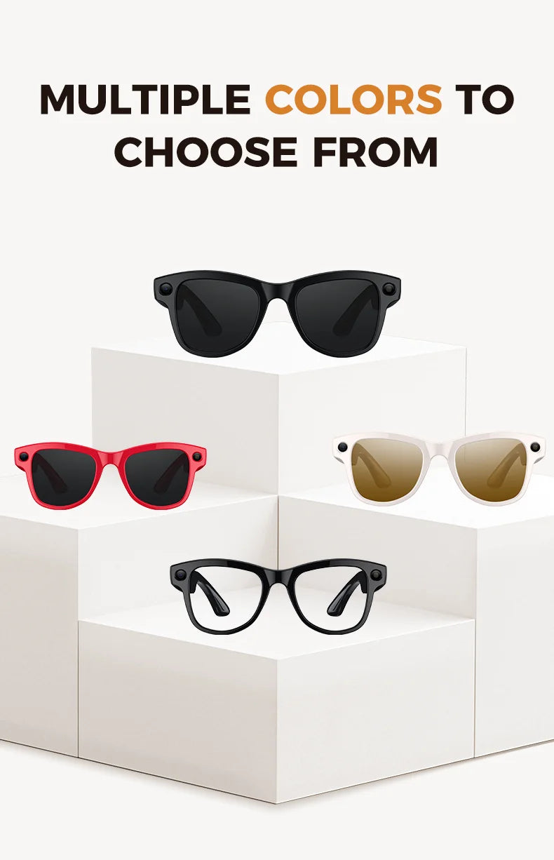 2026 AI Smart Glasses M02 Ultra 1080P HD Camera ChatGPT 3600mAh Charging Case Power Bank 32GB Translation Music Video Sunglasse