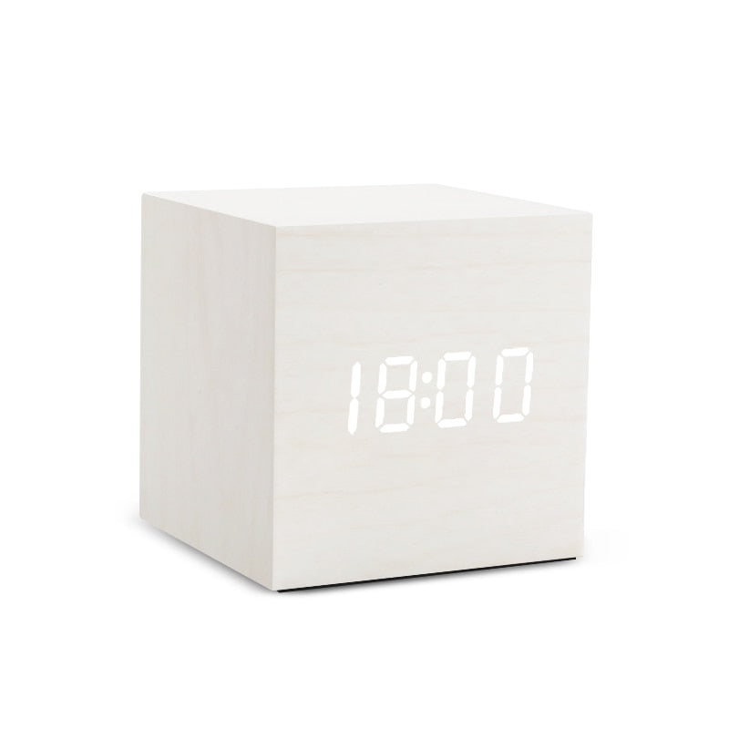 Table Voice Control Digital Wood Alarm Clock