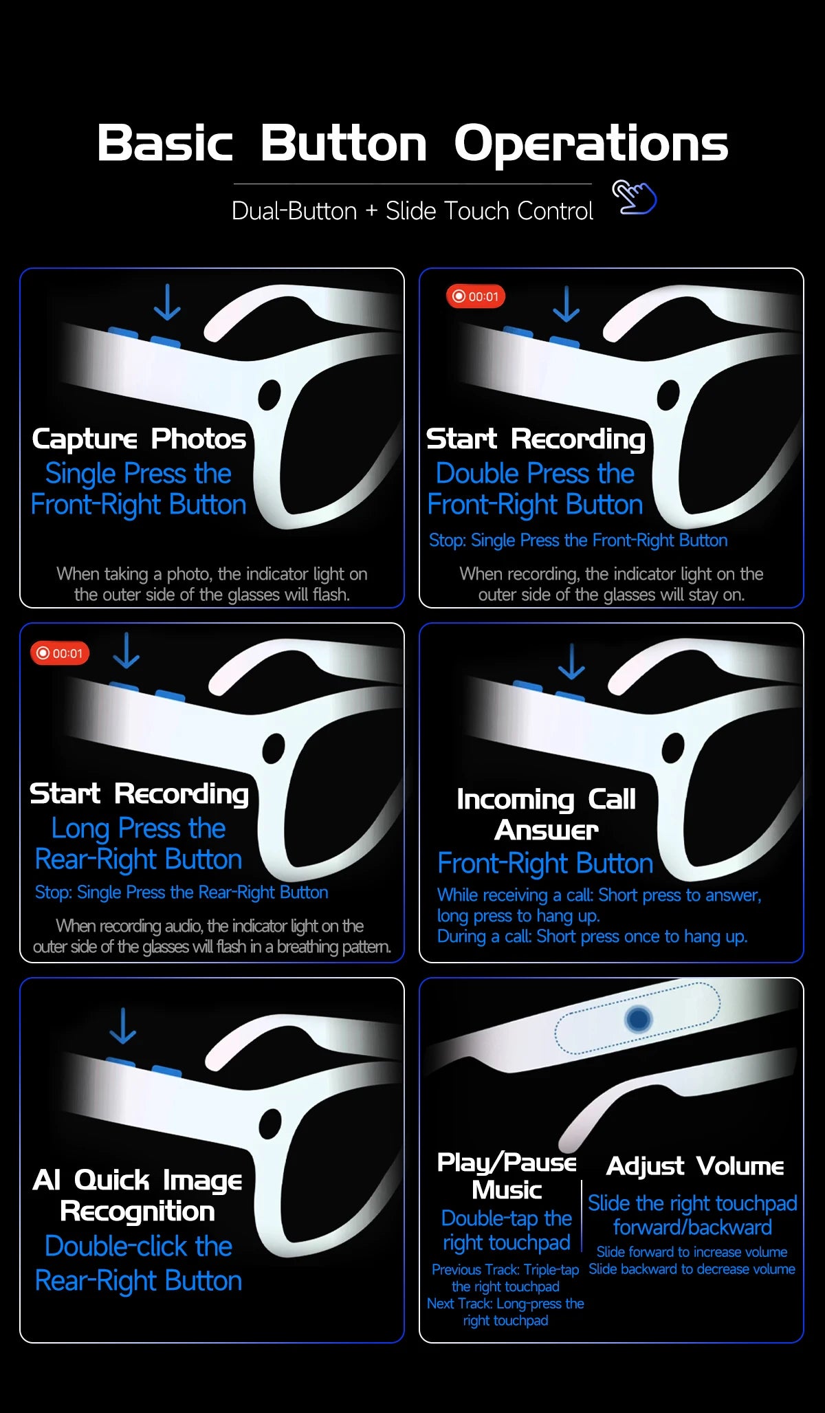 2026 AI Smart Glasses Men with 800W HD Camera Real-time Voice Translation & Call POV Video Recording Smart Eyewear Travel/Vlog