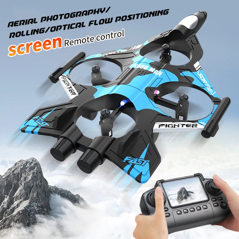 K500MAX RC Drone Fighter HD Professional Camera 360° roll WIFI Fpv Aircraft Quadcopte Aerial Photography  with screen Drone Toys
