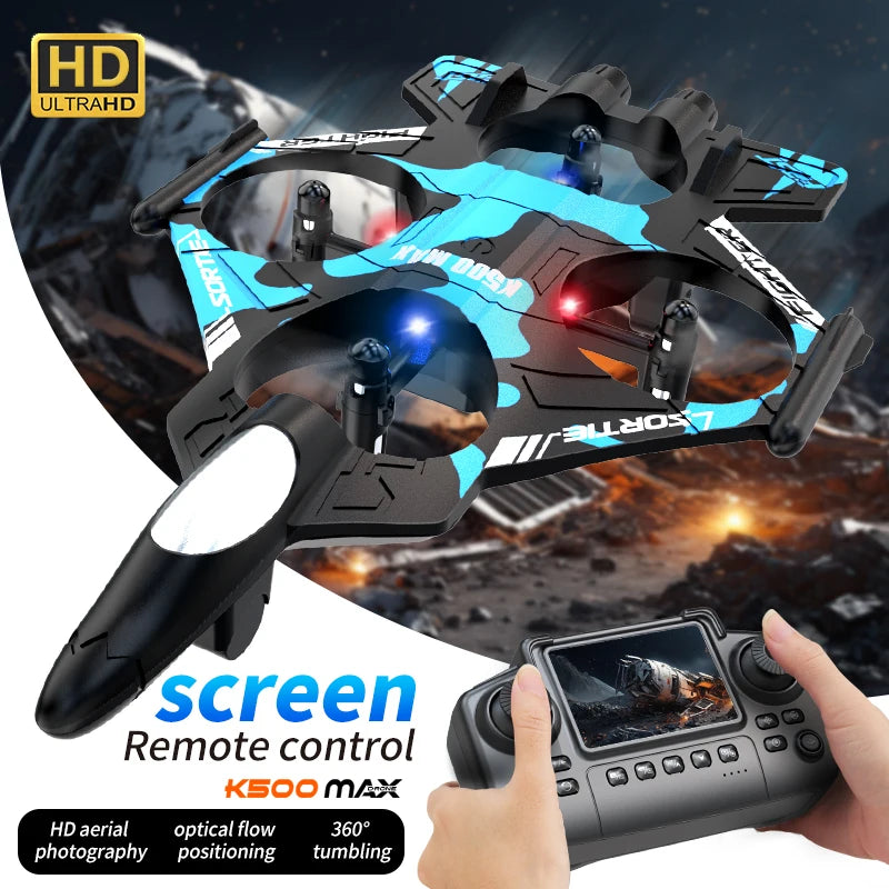 K500MAX RC Drone Fighter HD Professional Camera 360° roll WIFI Fpv Aircraft Quadcopte Aerial Photography  with screen Drone Toys