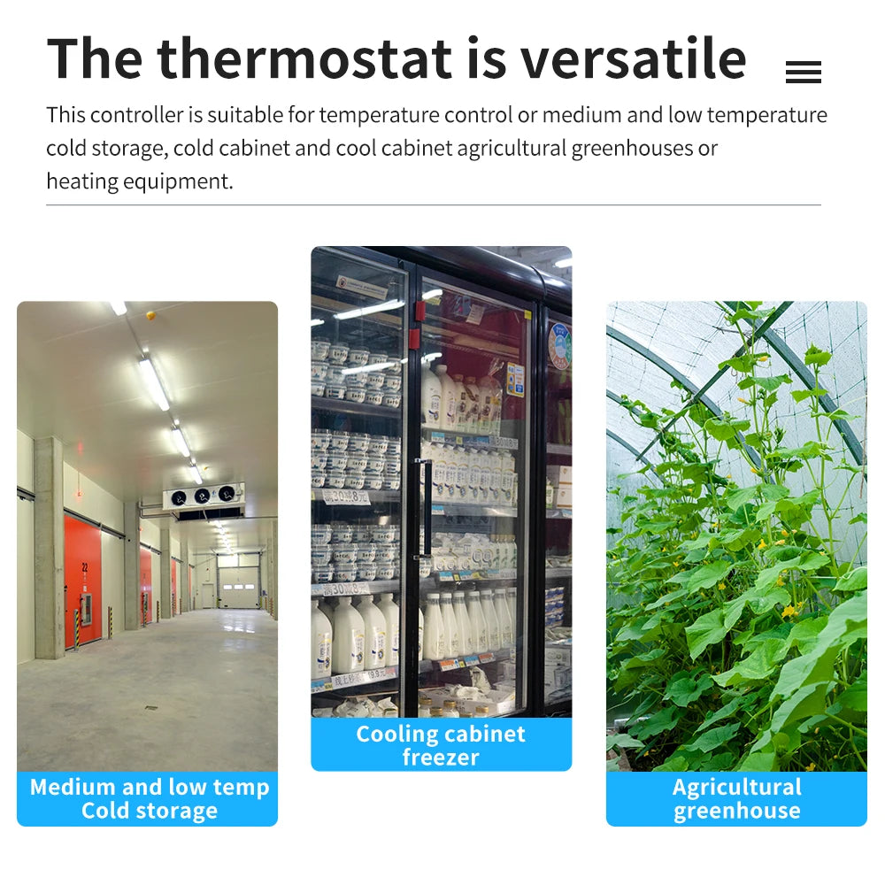Digital Thermostat for Incubator Temperature Controller Heating Cooling Refrigeration Defrosting Fan Thermostat Relay Sensor