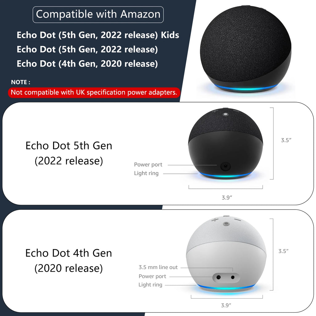 Wall Outlets Holder for Echo Dot 5th Gen / Echo Dot 4th Generation with Cable Storage, PC Hard Case Matte Alexa Speaker Bracket