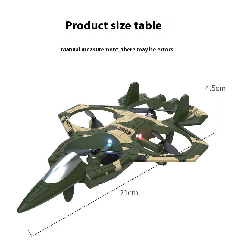 K500max Fighter Jet Quadcopter Drone Rolling Stunt Lights Rc Airplane no camera that can fly
