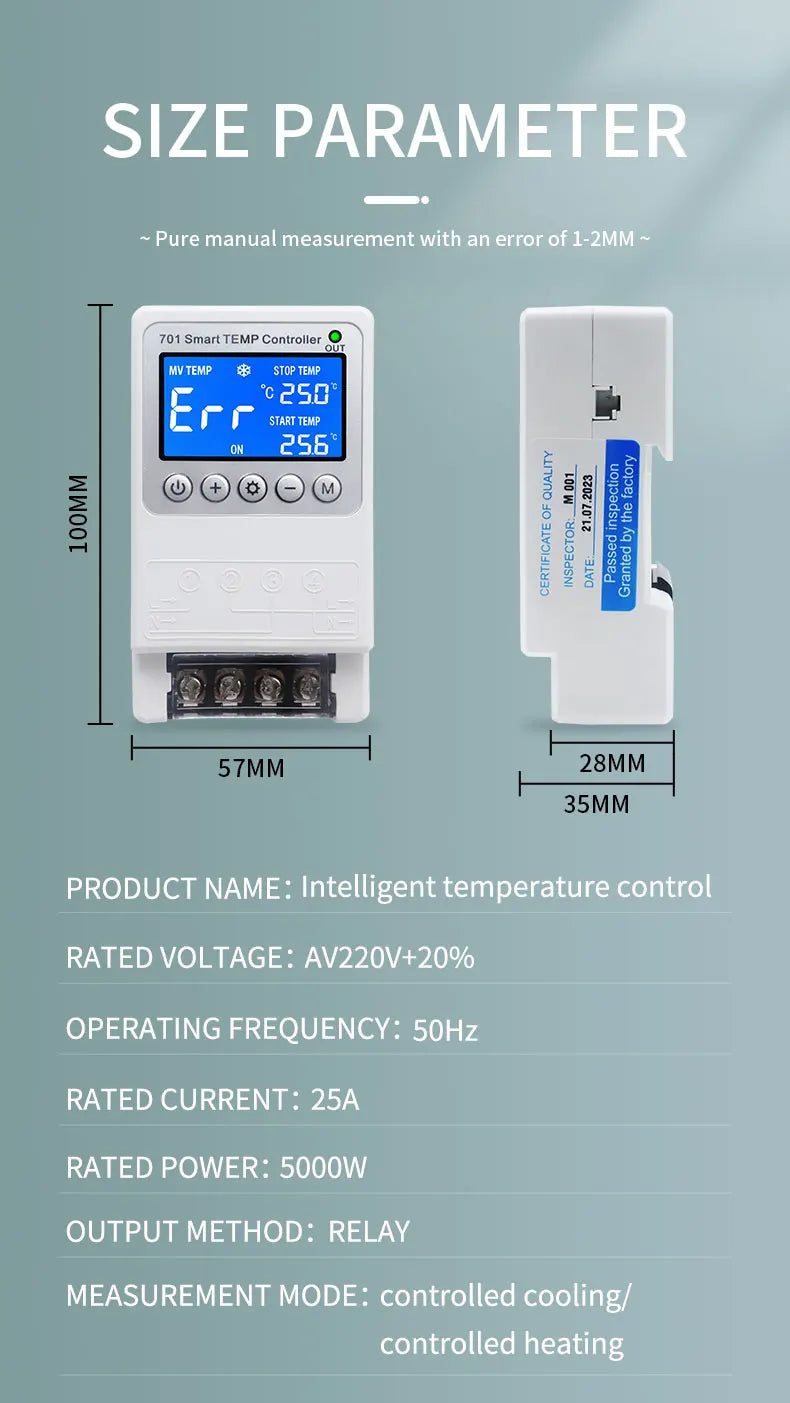 701 Smart Temperature Controller Constant Thermostat Control Timing Control Switch Cycle Control Multiple Sensor Head Optional