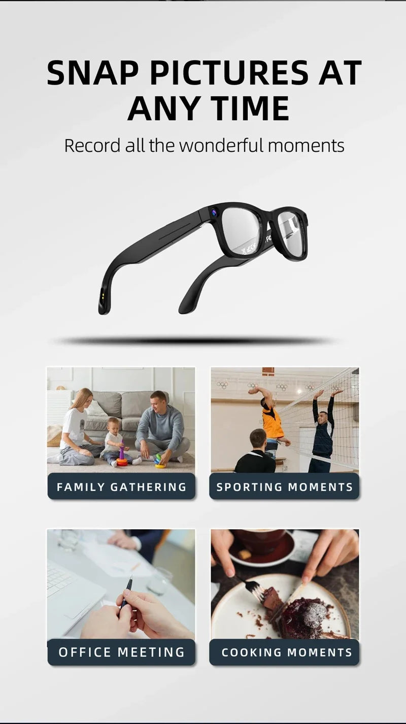 2026 4K Smart AI Glasses 800W pixel AI Shooting Camera HD Photo Video Voice Call Translation Waterproof Bluetooth AI Glasses
