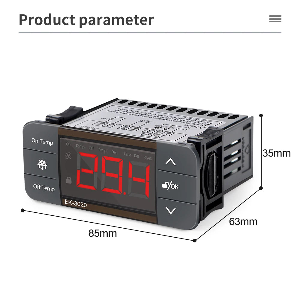 Digital Thermostat for Incubator Temperature Controller Heating Cooling Refrigeration Defrosting Fan Thermostat Relay Sensor