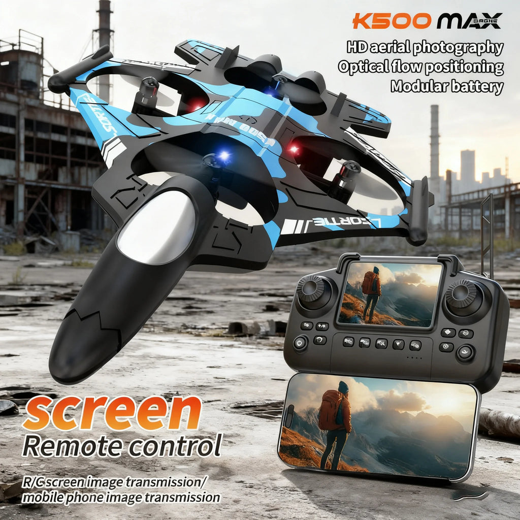 K500MAX RC Drone Fighter HD Professional Camera 360° roll WIFI Fpv Aircraft Quadcopte Aerial Photography  with screen Drone Toys