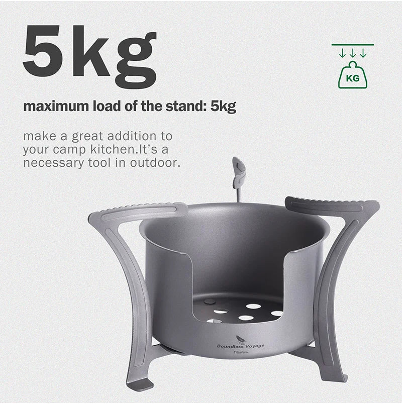 Boundless Voyage Ultralight Titanium Wood Burning Stove Camping Alcohol Stove Outdoor Multi-Fuels Mini Stove Small Stove