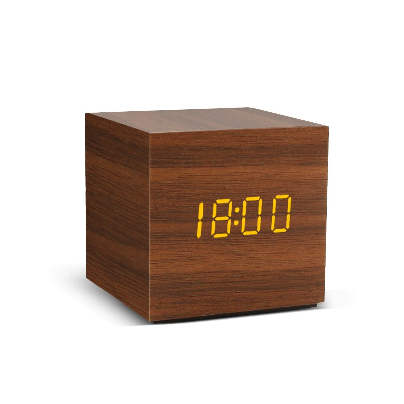 Table Voice Control Digital Wood Alarm Clock