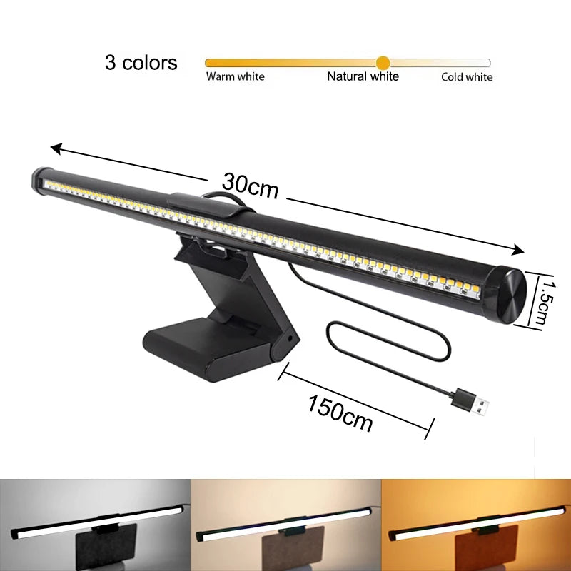 30CM RGB Screen Hanging Light Bar for Computer Laptop Gaming Work Stepless Dimming Eye Protection