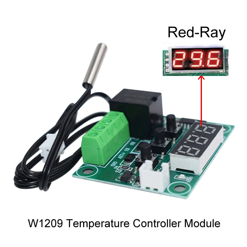 W1209 Digital Thermostat Temperature Controller Miniature Thermostat Temperature Control Switch Panel with Waterproof NTC Probe