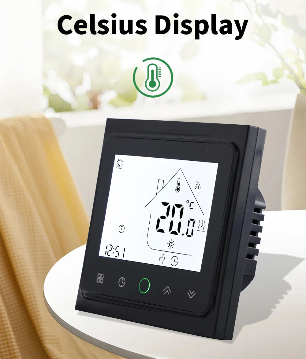 Smart WiFi Thermostat AC230V 3A 16A APP/Voice Control for Floor Heating with Digital LCD Display and Wall Mounted Installation