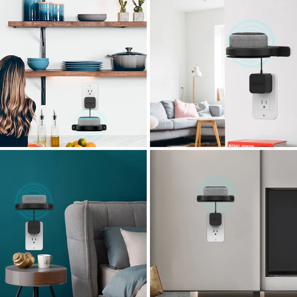 Smart Speaker Wall Mount Stand for Echo Dot (3rd Gen&4th Gen) 4/3/2/1 Smart Speaker With Screwless Built-in Cable Management