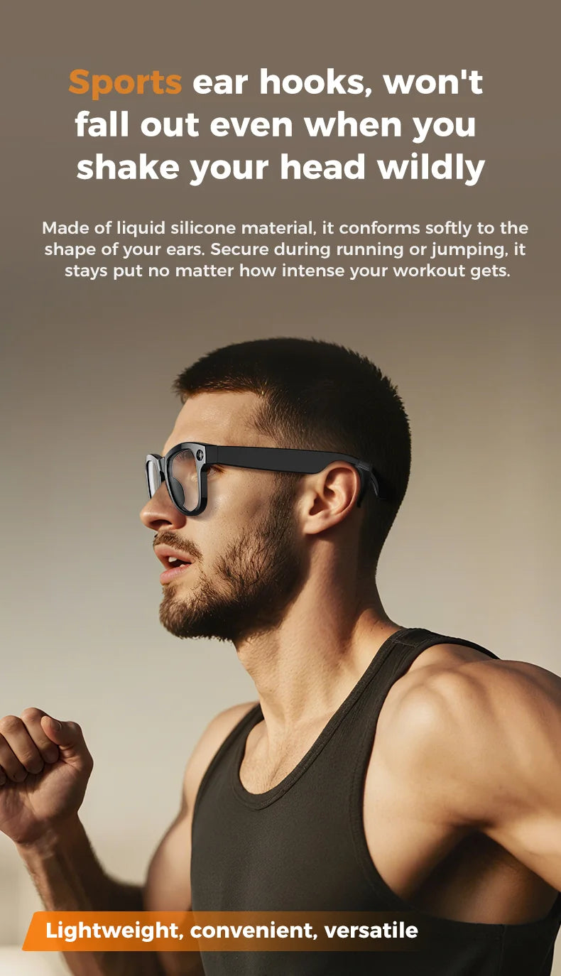 2026 AI Smart Glasses M02 Ultra 1080P HD Camera ChatGPT 3600mAh Charging Case Power Bank 32GB Translation Music Video Sunglasse