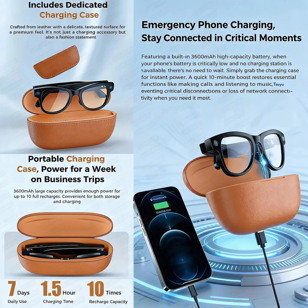 2026 AI Smart Glasses with 8MP Camera Video Recording 120+ Languages Translation Sunglasses Bluetooth Call Music Play Men Women