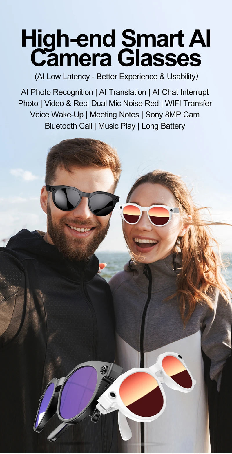 2026 8K HD AI Smart Glasses Men Chat GPT 800MP Camera Bluetooth Call AI Translation Voice Assistant Control Sunglasses Women