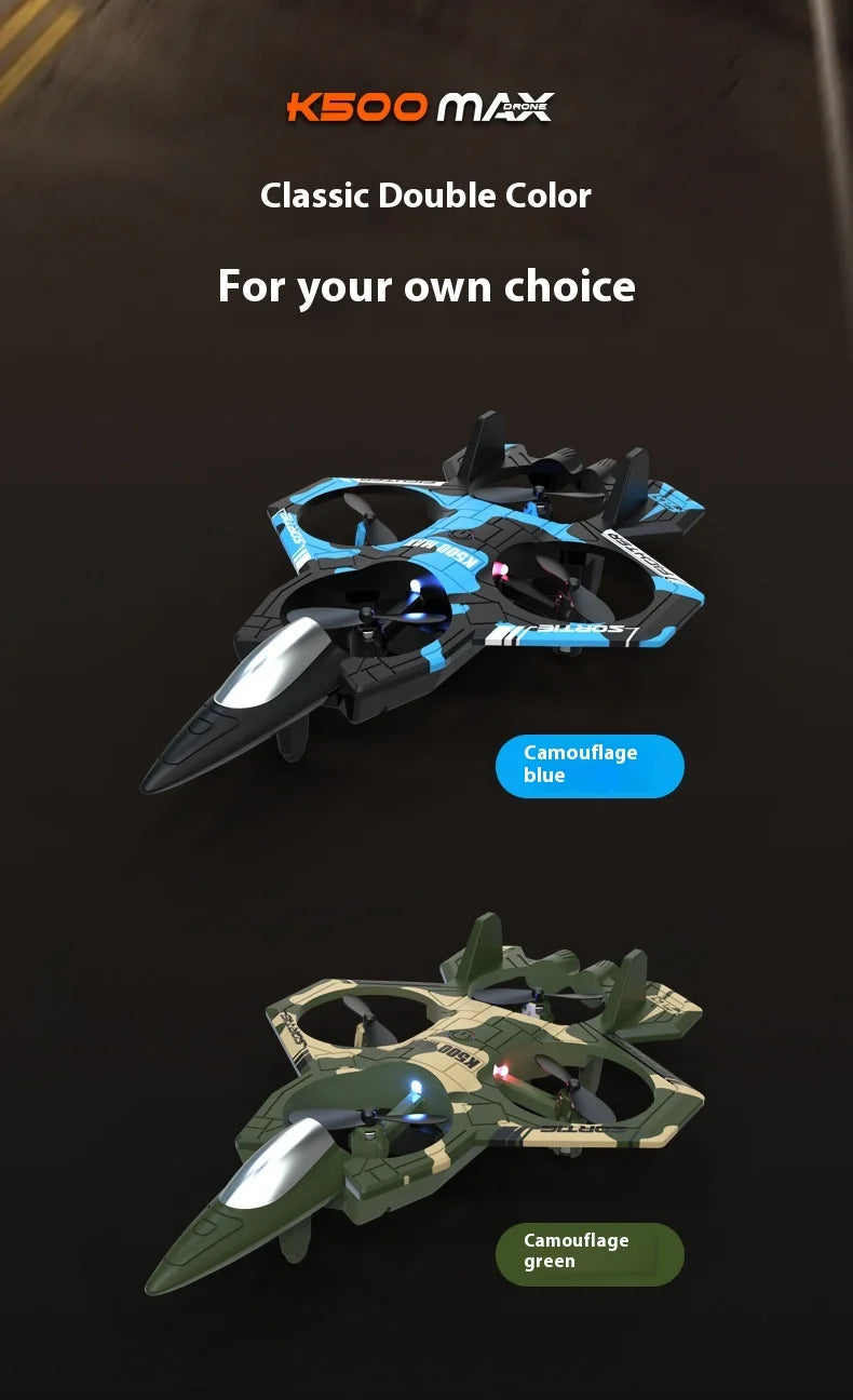 K500max Fighter Jet Quadcopter Drone Rolling Stunt Lights Rc Airplane no camera that can fly