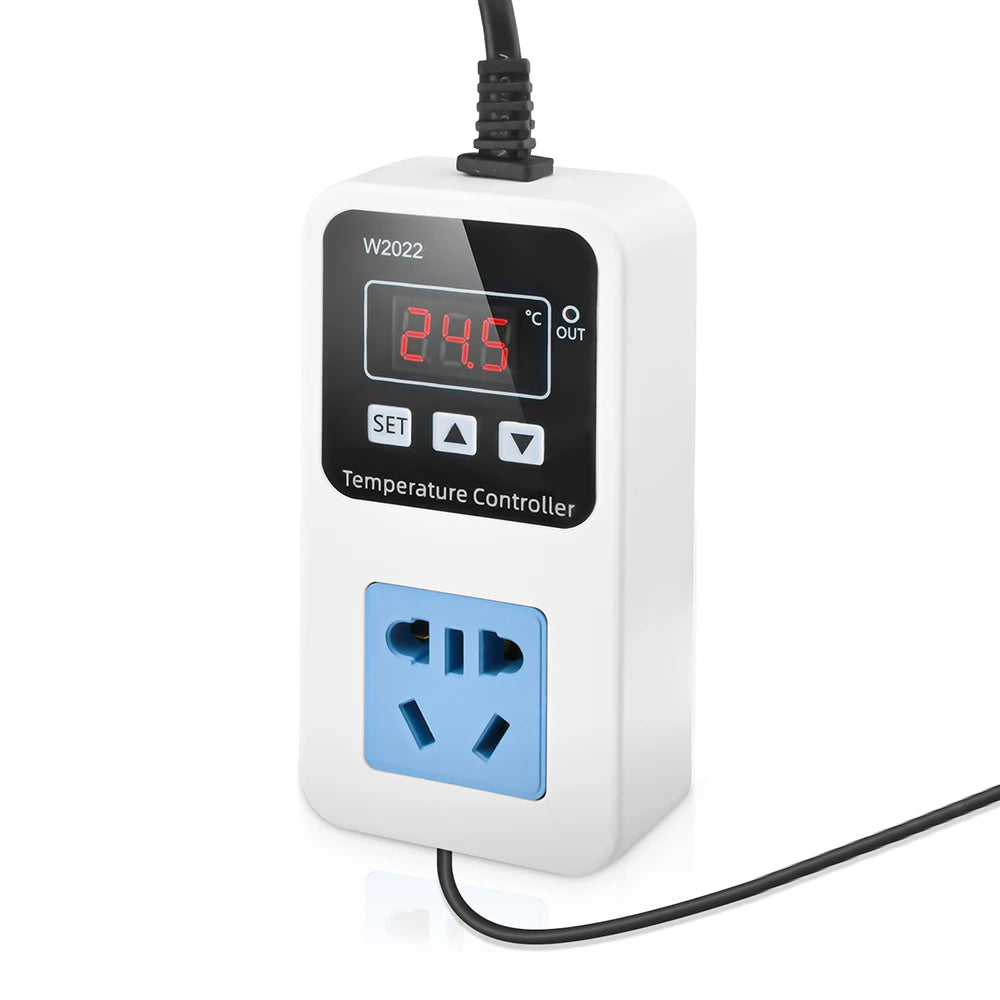 W2022 Temperature Controller 110-220V Thermostat Outlet Heat Mat Greenhouse Temperature Controller with NTC Sensor