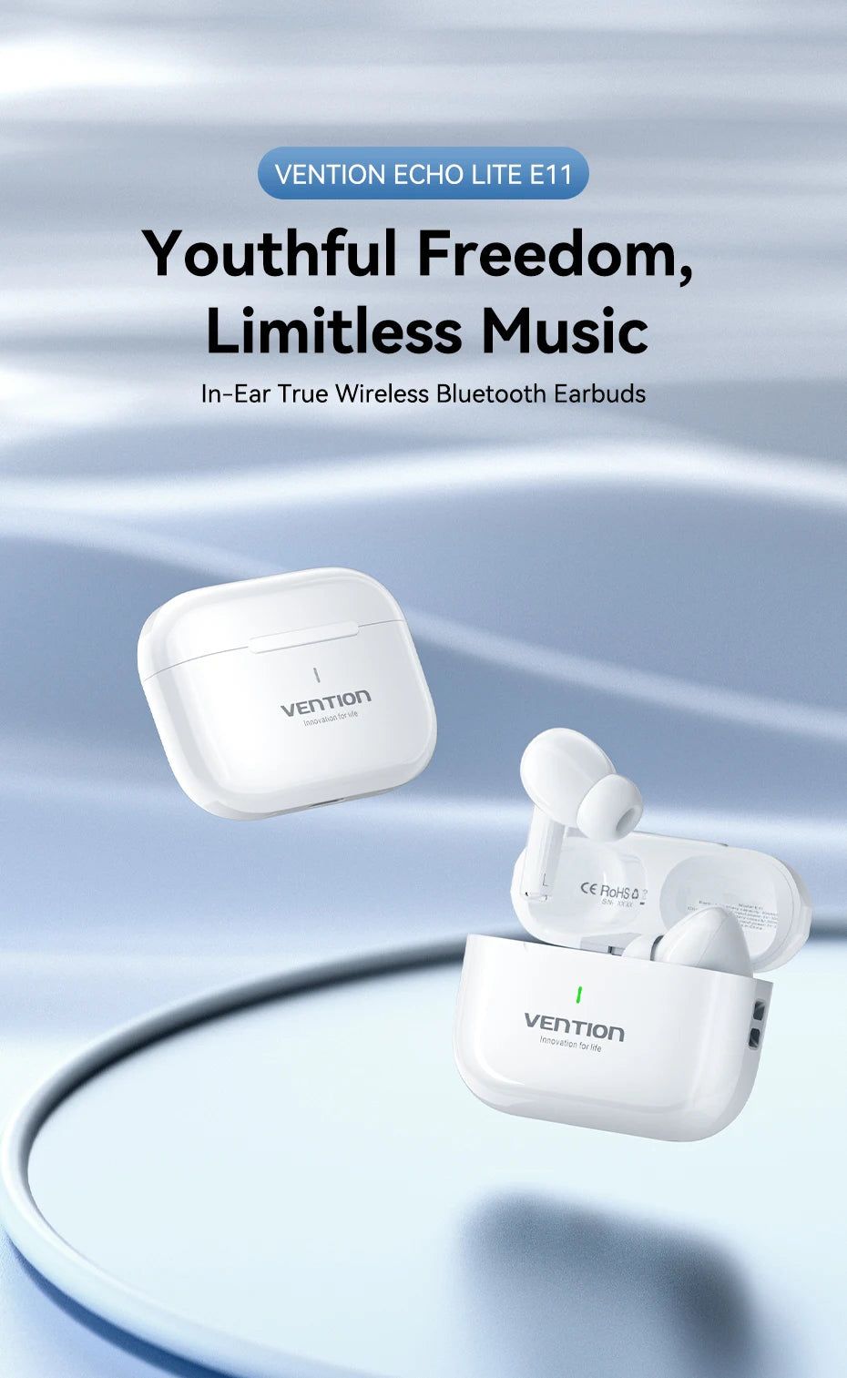 Vention ECHO LITE E11 Bluetooth Earphones Bluetooth 5.4 HiFi TWS True Wireless In Ear Headphones Stereo Sports Earbuds With Mic